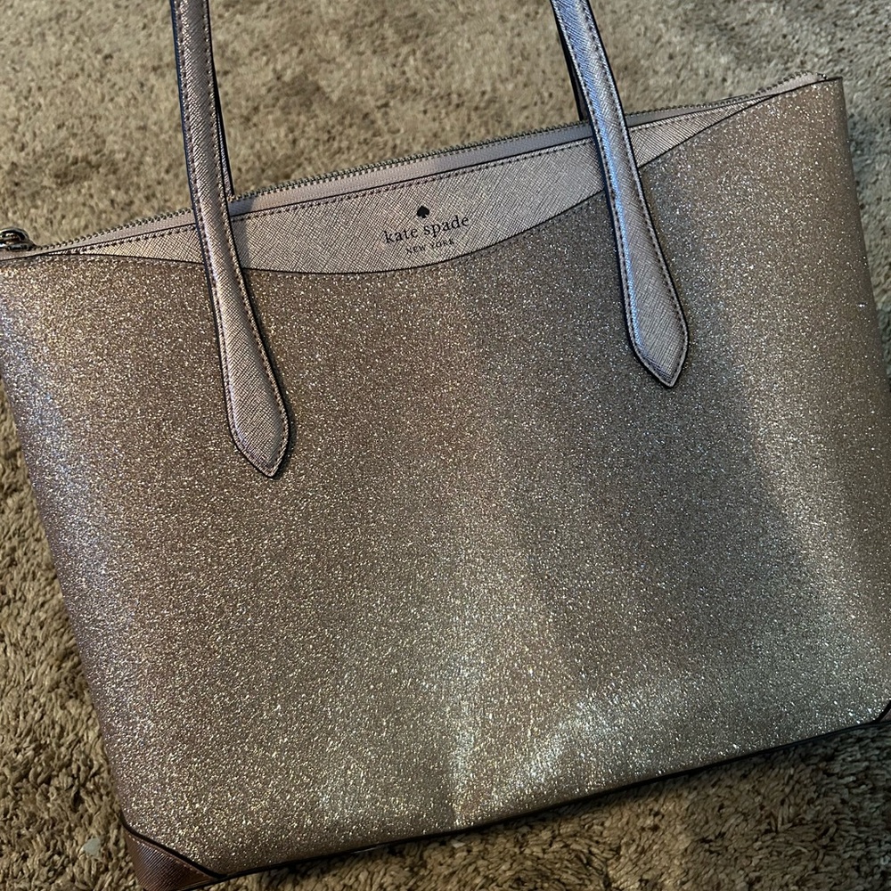 kate spade Gold Tote with Elegant Shape and Shimmery Finish